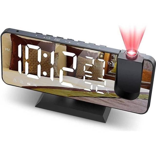 Projection Alarm Clock For Bedroom Ceiling Digital Alarm Clock Radio With Usb Charger Ports, Led Screen Alarm Clock, 4 Dimmer, Dual Alarm Clock With 2