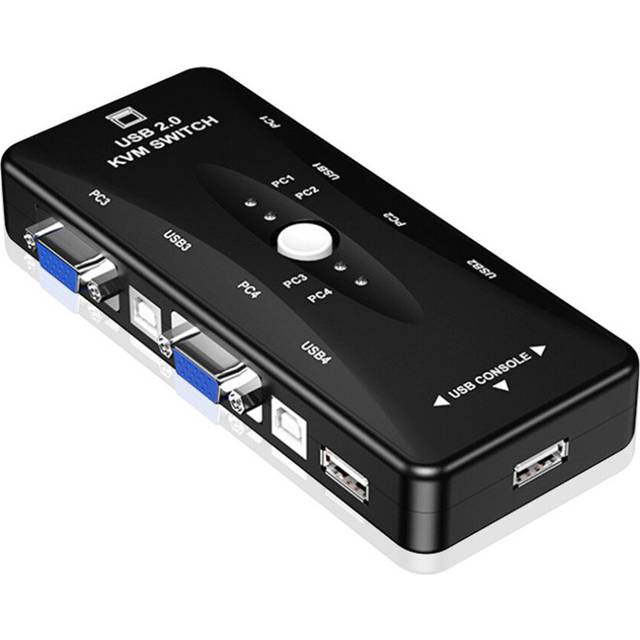 4 port kvm switch USB 2.0 VGA Splitter Printer Mouse Keyboard  Pendrive Share Switcher 1920*1440 VGA Switch Box Adapter