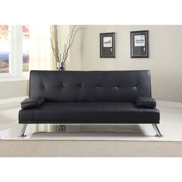 (Black) Comfy Living Cairns Italian-Style Faux Leather Sofa Bed