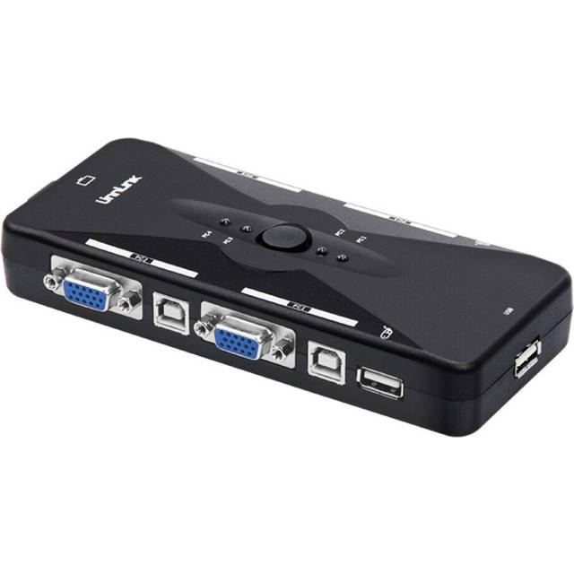 2/4X1 VGA KVM Switch Box Selector 2/4 Ports KVM USB 2.0 Sharing Print monitor mouse keyboard for 4 Computer Laptops PCs