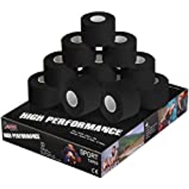 ALPIDEX 12 x Sporttejp 10 m x 3,8 cm Sport Tape Bandage Många Färger Sportband Hudvänligt Handboll Fotboll Volleyboll, Kinesiotape und Tape:svart