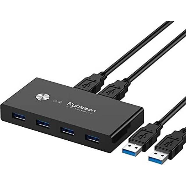 USB 3.0 Switch, Rybozen USB KVM Switch for 2 Computer Sharing 4 USB Devices, 2 in 4 out USB Switcher for Mouse Keyboard Scanner Printer, USB Sharing