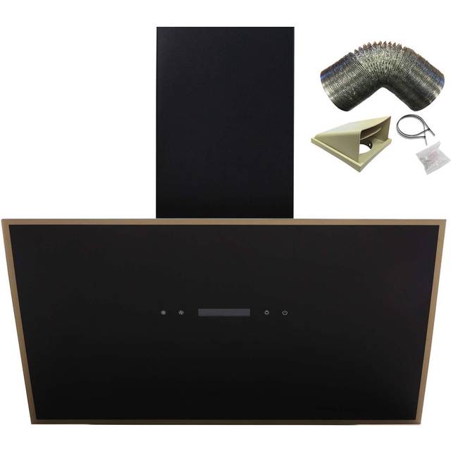60cm Black/Copper Cooker Hood Kitchen Extractor Fan, Angled Design With 3m Duct