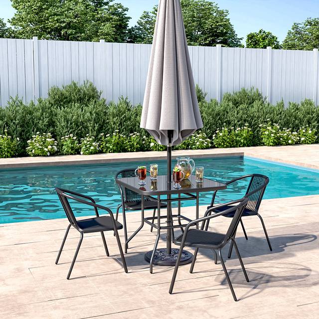 Katia Square 4 - Person 80Cm Long Dining Set - Black (72cm H x 80cm W)