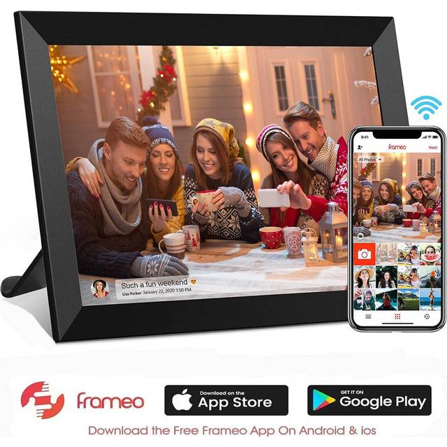 (black, UK Plug) 10.1 Inch Smart WiFi Digital Photo Frame 1280x800 IPS LCD Touch Screen Built in 32GB Memory