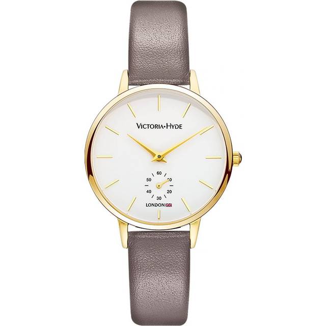 Victoria Hyde London Luxury WoMens Watch with Second Hand Design - Grey/Brown Stainless Steel - One Size