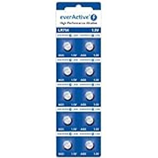 10 x everactive lr48 alkaline watch batteries 1.5v - lr754 ag5 g5 393 309 l754