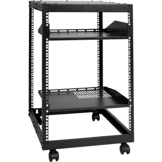 VEVOR 15U Open Frame Server Rack, 15&#039;&#039;-40&#039;&#039; Adjustable Depth, Free Standing or Wall Mount Network Server Rack, 4 Post AV Rack with Casters, Holds All Your Networking IT Equipment AV Gear Router Modem