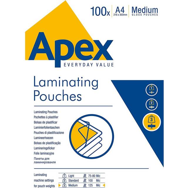 Apex Pouches for Laminator, A4, 100 Pieces