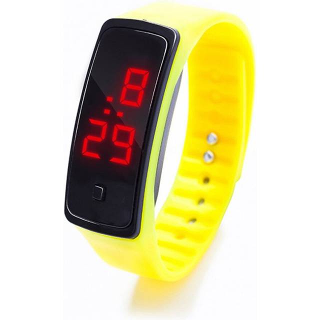 10Pcs LED Digital Display Bracelet Watch Children's Students Silica Gel Sports Watch yellow - Yellow