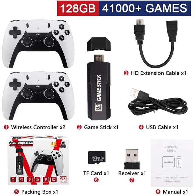New GD10 PRO Video Game Stick Console 2.4G Double Wireless Controller Game 4K 58000 Games 256GB Retro Games Boy Christmas Gift