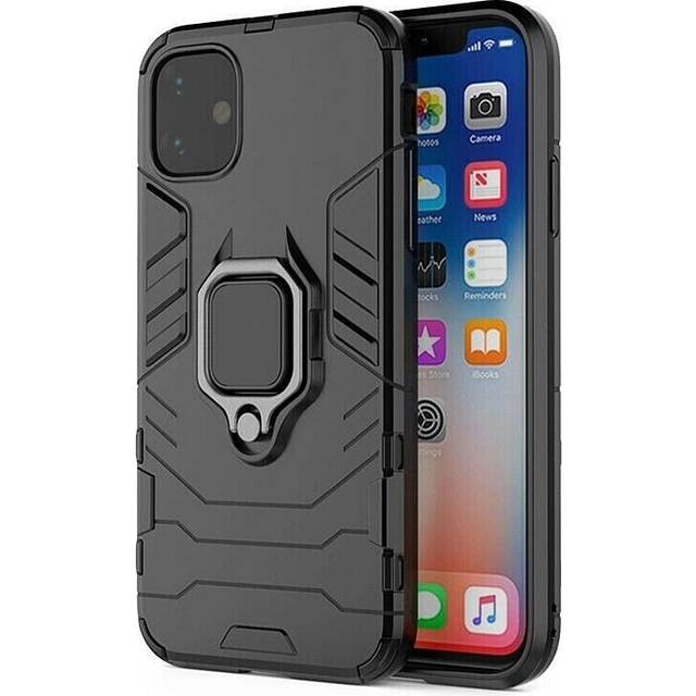 iPhone 14 Skal Med Ring & Stativfunktion Svart