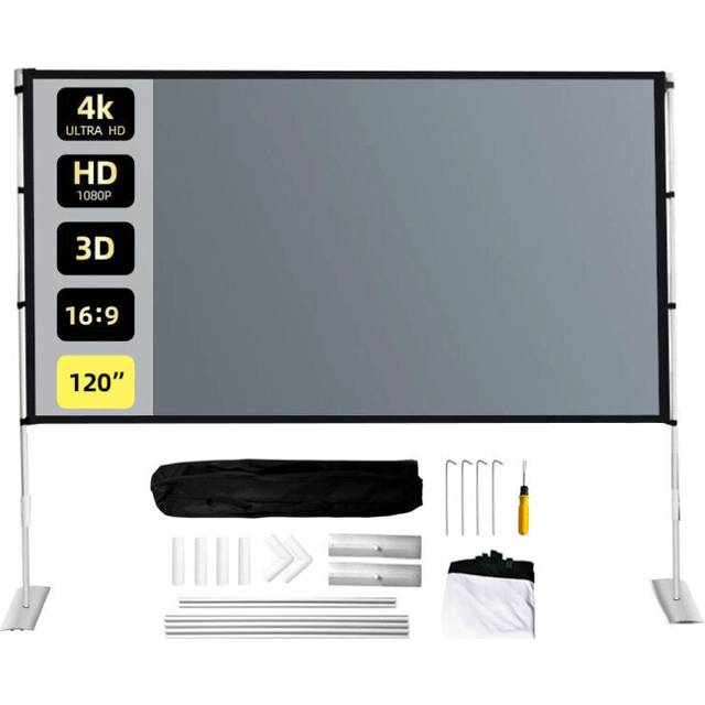 "(72 inch) 4K Projector Screen with Stable Stand 72"" 84"" 100"" 120"" 3D Curtain Anti-Light Portable Carrying Bag Home Theater Outdoor Movie"