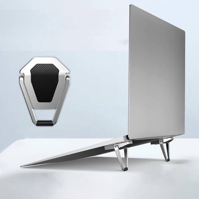 2Pcs Laptop Bracket Easy to Carry Heat Dissipation Shield Shape Mini Foldable Portable Computer Stand for Business