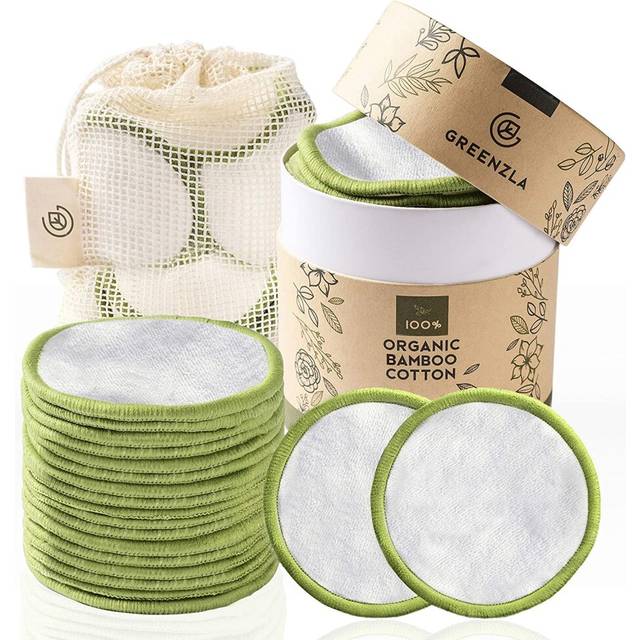 20 Pack Reusable Makeup Remover Pads 100% Organic Bamboo Cotton Rounds For All Skin Types With Laundry Bag & Storage Box