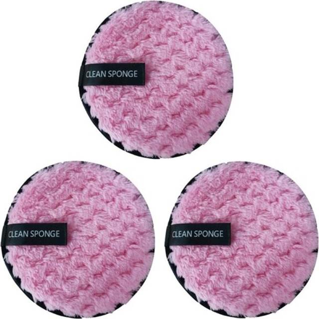 (Pink) 3Pcs Makeup Remover Pads Microfiber Reusable Face Towel Make-up Wipes Cloth Washable Cotton Pads