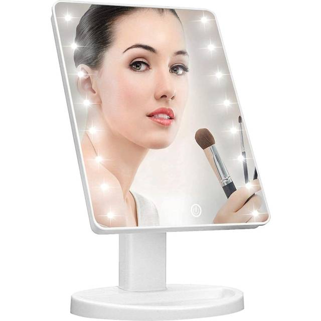 White 16 LED Touch Vanity Mirror Cosmetic light 180Â° Rotation Tray