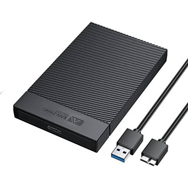 Hårddiskhölje 2,5 tum SANZANG USB 3.0 hårddiskhölje med USB 3.0-kabel Verktygsfritt för 2 5 tums SATA SSD och hårddisk i höjd 9,5 mm 7 mm, UASP & Trim stöds
