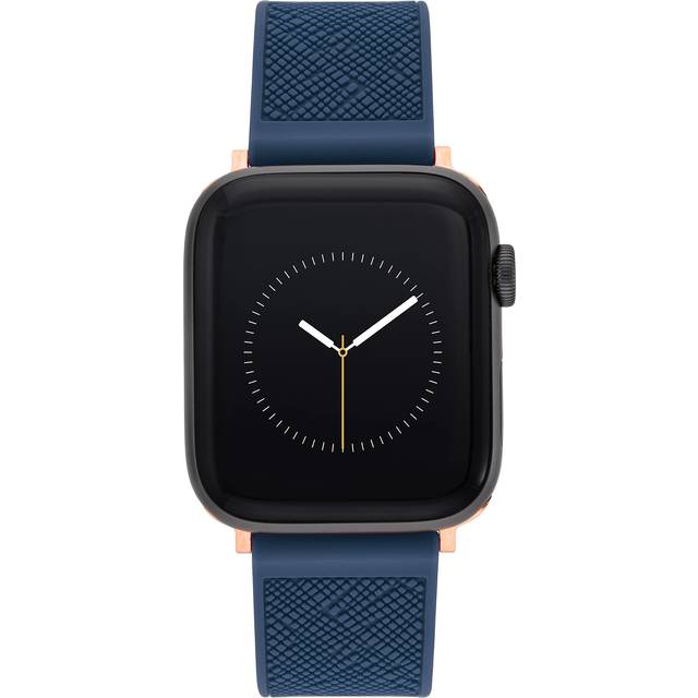 Anne Klein Women's Silicone Textured Band for Apple Watch® in Rose Gold-Tone / Navy size 42/44/45/Ultra(49mm)