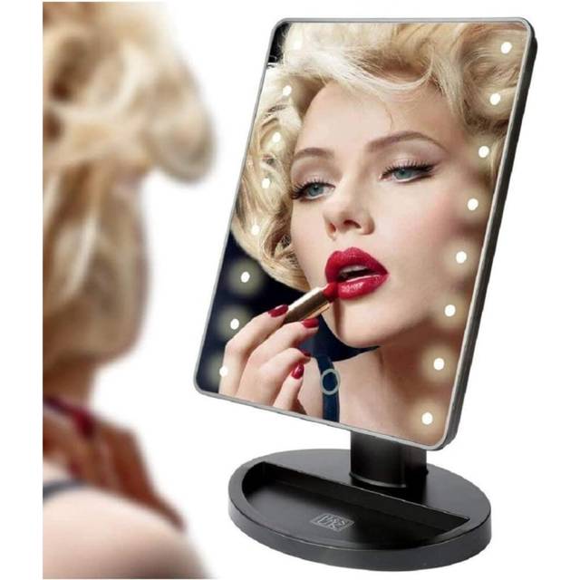 Black 16 LED Touch Vanity Mirror Cosmetic light 180Â° Rotation Tray