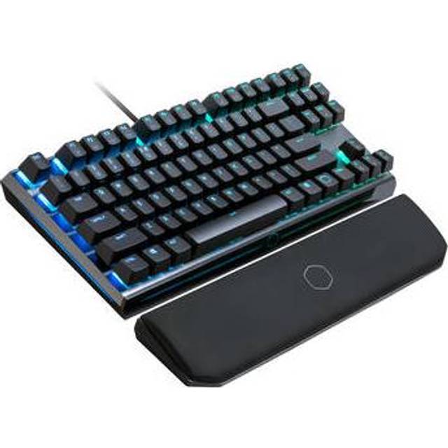 Cooler Master MasterKeys MK730 mekaniskt speltangentbord – RGB-flytande strömbrytare, borstad aluminiumplatta, magnetiskt handledsstöd – TKL US layout, Cherry MX Red