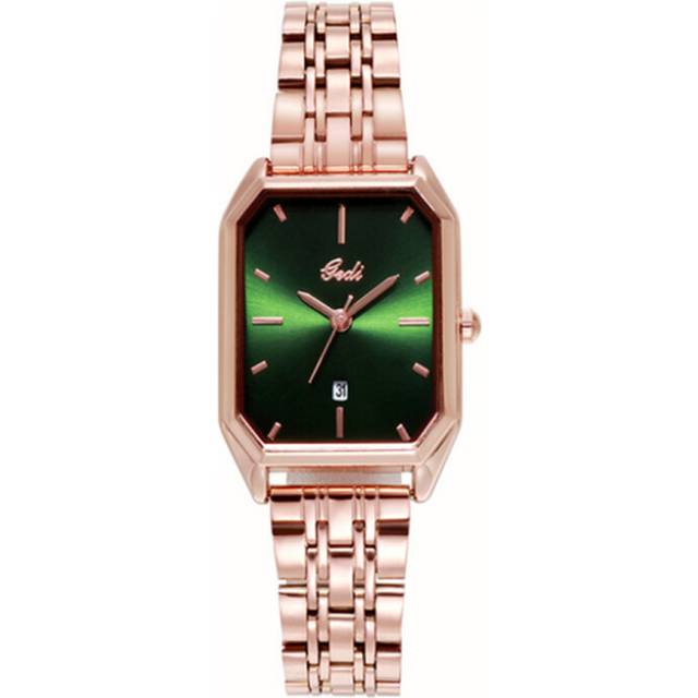 W01 Forest Green Solid Steel Band Fashion Ladies Watch Casual Fashion All-match Calendar Waterproof Quartz Watch Wristband