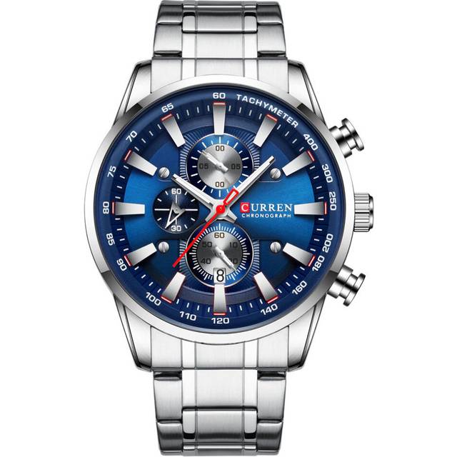 Men Quartz High-end Men&#39;s Steel Belt Watches Business Portable Simple Watch Waterproof Three Dial Men&#39;s Watch - Silver