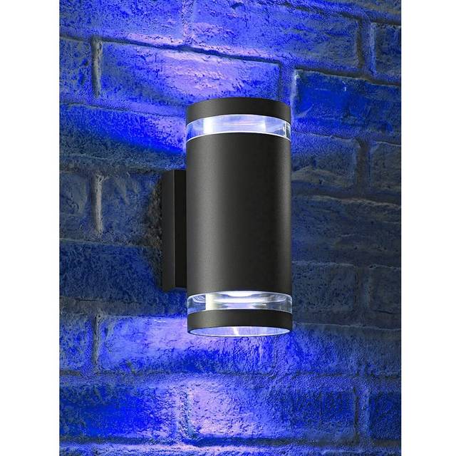Anthracite Grey 2 - Bulb 21.6cm H Colourful Glass Outdoor Wall Lantern (21.6cm H X 10.2cm W X 13.7cm D)