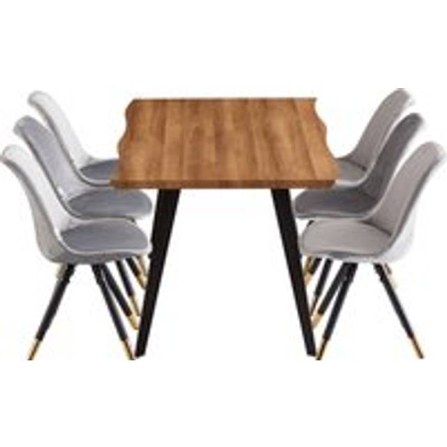 Sofia Rocco LUX Dining Set with a Modern Table and Chairs Set of 6 - Light Grey