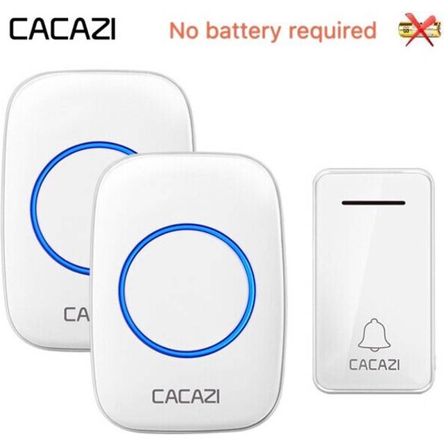 CACAZI FA10-2 Self-powered Wireless Music Doorbell Waterproof No battery Calling Doorbell Chime 1 Button 2 Receiver