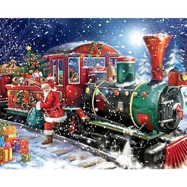 (Christmas Train) Full Drill 5D Diamond Painting Embroidery Picture Art Cross Stitch DIY Kit