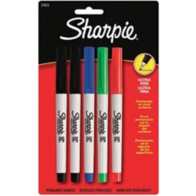Sanford 450259 Sharpie Ultra Fine Point Permanent Markers 5-Pkg-Red  Blue  Green  2 Black