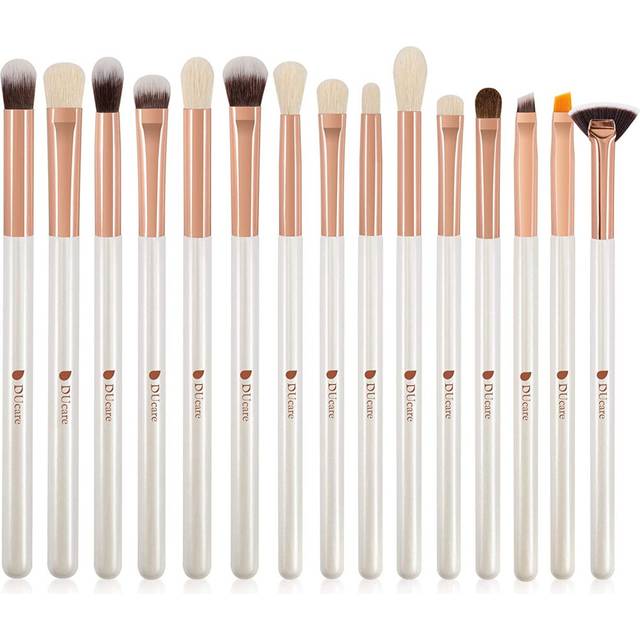 DUcare Eyeshadow Brushes 15Pcs- Professional Eye Makeup Brushes for Blending, Shader, Tapered, Definer, Concealer (white)