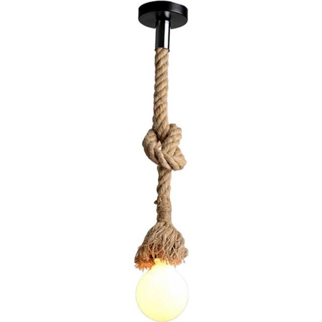 (Burgundy) Single Head Vintage Hemp Rope Hanging Pendant Ceiling Light