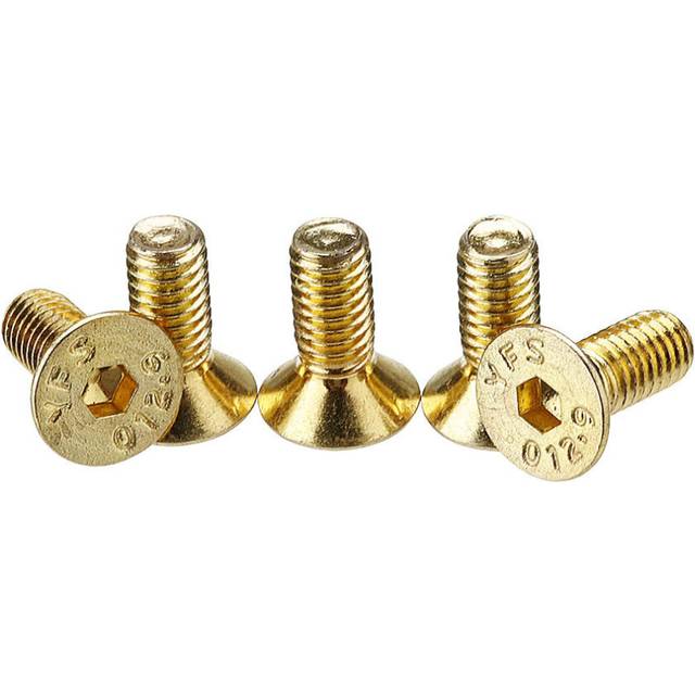 (16mm) M4AH2 50Pcs Titanium Plated M4 Hex Socket Flat Countersunk Head Screws Alloy Steel 12.9 Grade Screw Bolt M4*10