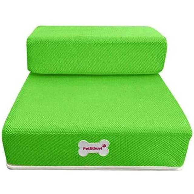 (  Green) 2-STEP MESH FOLDING PET DOG RAMP STAIRS ANIMAL MAT