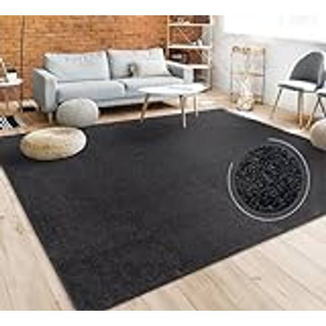 Paco Home Matta Vardagsrum Enfärgad Stilren Och Modern Stor Matta, Olika Storlekar Färger, Storlek:240x340 cm, Färg:Svart
