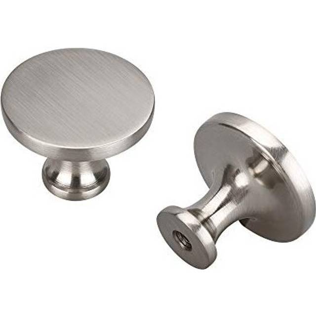 Brushed Nickel Cupboard Knobs Silver Drawer Knobs 10 Pack - LONTAN Round Door Knobs Zinc Alloy Wardrobe Knobs Pulls for Chest of Drawers LS9189