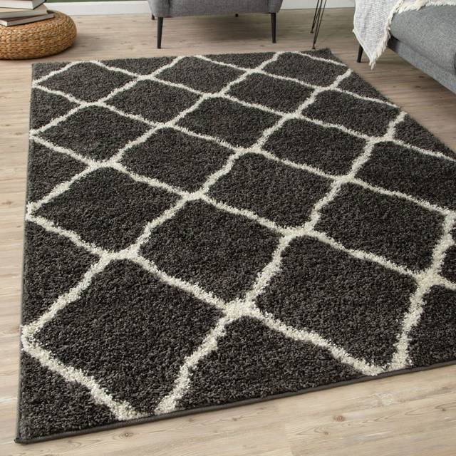 Myshaggy Collection Rugs Moroccan Design in Dark Grey - 385D - 120cm x 120cm