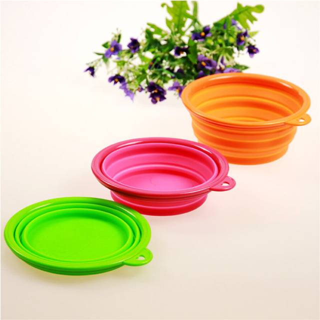 ilicone Pet Food Basin Foldable Portable Cat Dog Bowl