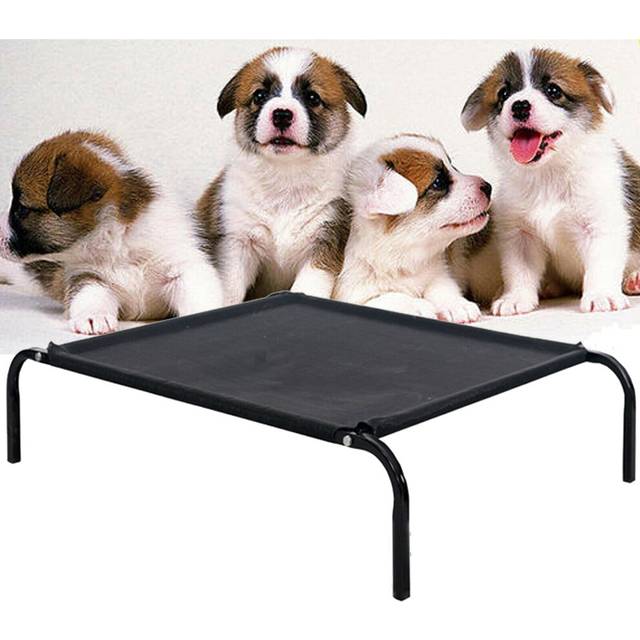 (S:75*47*15CM) Elevated Dog Bed Pet Cat Mesh Raised Camping Cot for Indoor Outdoor Washable Heavy Duty