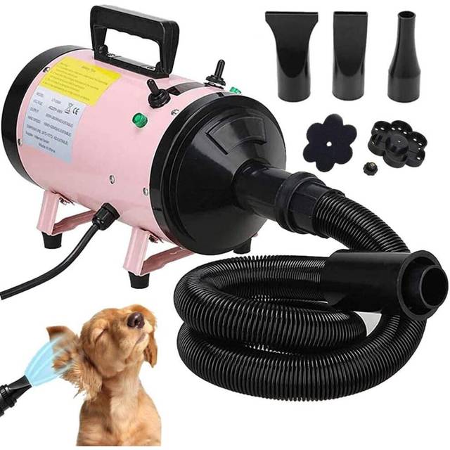 2800W Pet Dog Cat Grooming Hair Dryer Hairdryer Blaster Blower Low Noise Washer Heater with 2.5M Hose 3 Different Nozzles (Pink), 2 Year Warranty