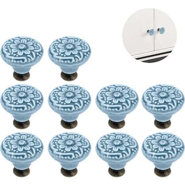 10 Pcs Drawer Handles Ceramic Vintage Knobs Handles For Cupboard