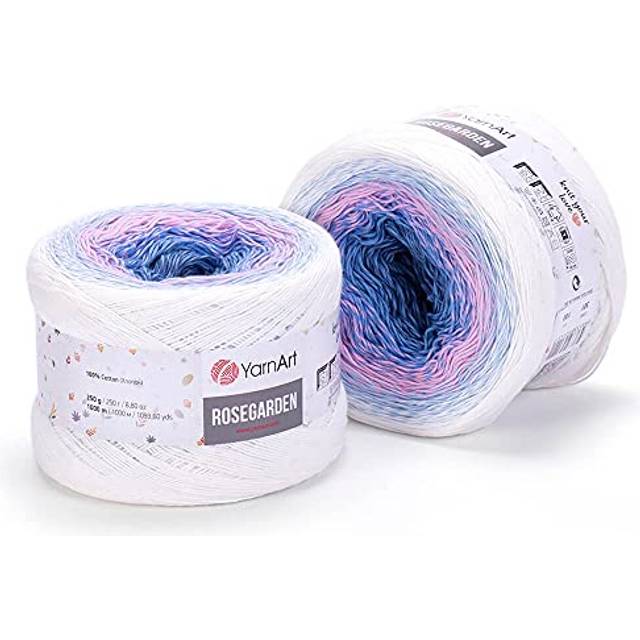 YARNART Cotton Knitting Crochet Yarn- Flowers ROSEGARDEN%100 Cotton S. Fine(1) Multicolor Rainbow Yarn for Crochet Spring Summer Projects  250 GR  8.8