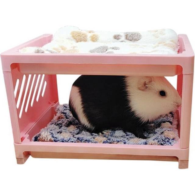 (  Pink) Guinea Pig Cage Accessories Bedding Cage Essentials w/ Blanket Multi