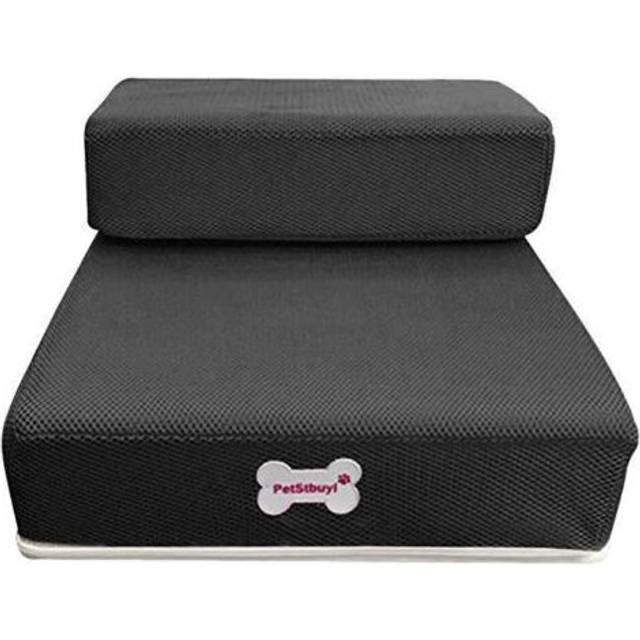 (  Black) 2-STEP MESH FOLDING PET DOG RAMP STAIRS ANIMAL MAT