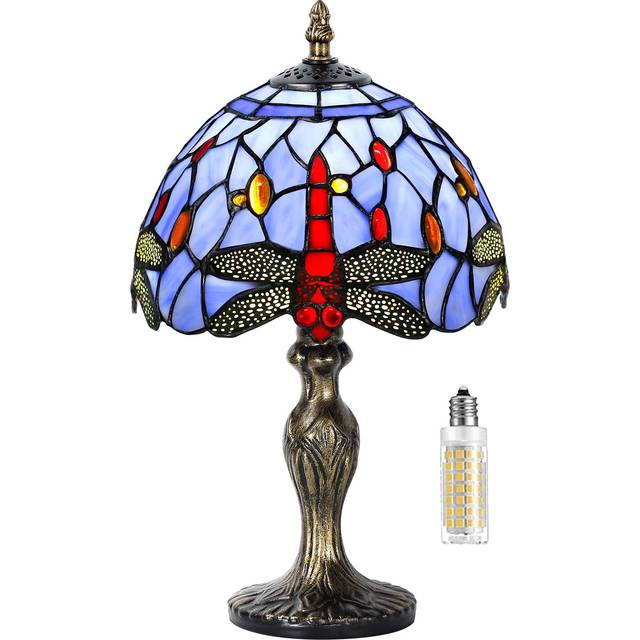 MIAOKE Table Lamp Stained Glass Crystal Bead Style Table Light, Handmade Desk Bedside Table Night Lamp, Antique Art Craft Gifts Lover Kid Living Room