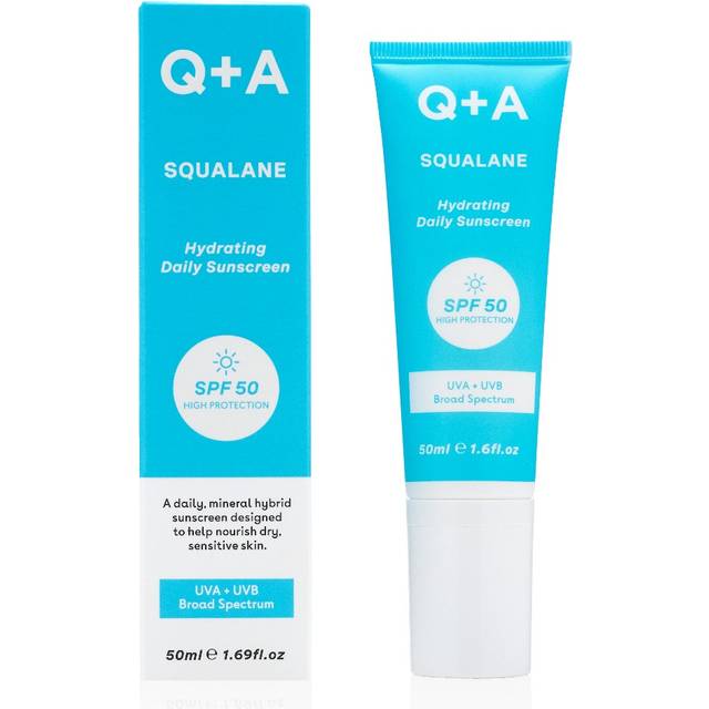 Q+A Squalane Hydrating Face Sunscreen SPF 50 Solskydd för ansikte 50 ml