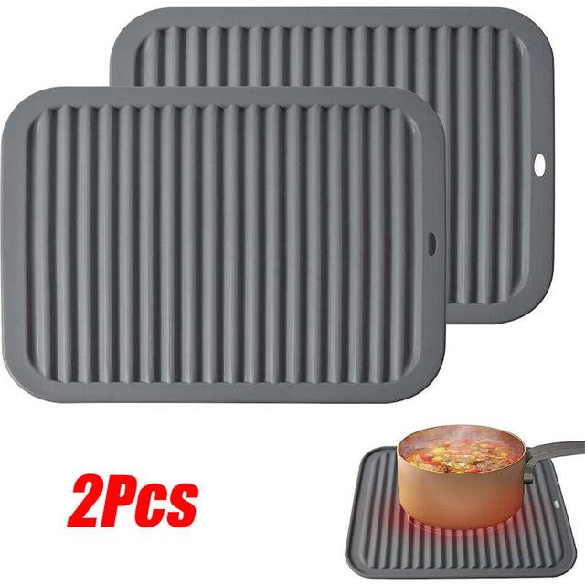 2pcs Heat Resistant Silicone Pad Mat Pan Hot Pot Holder Non-slip Kitchen Trivet