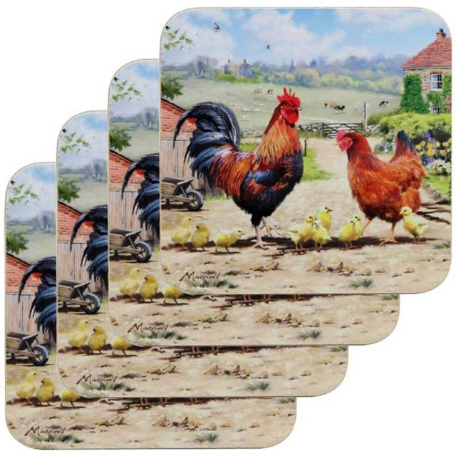 Cockerel hen canister tray dish teabag bag placemat coaster cups mugs bread
